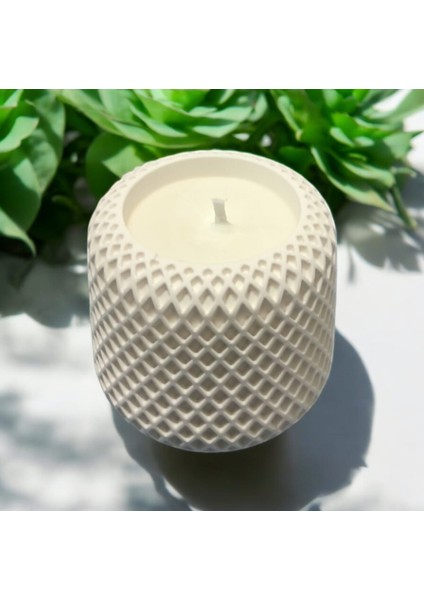 El Yapımı File Desenli Silindir Soya Mumu Beton Mumlukta modelleri