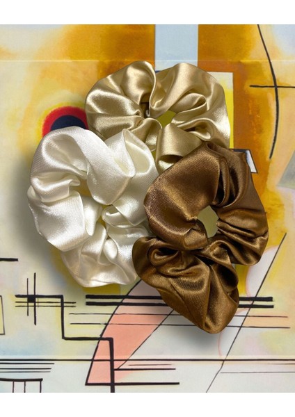 3’lü Premium Saten Saç Tokası Seti - Özel Hediye Kutusunda (Krem, Kahve, K. Kahve) modelleri