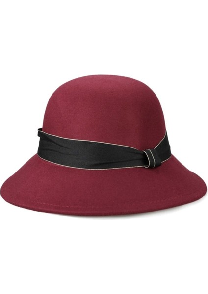 Kadın Kurdele Aksesuarlı Cloche Kloş Şapka
