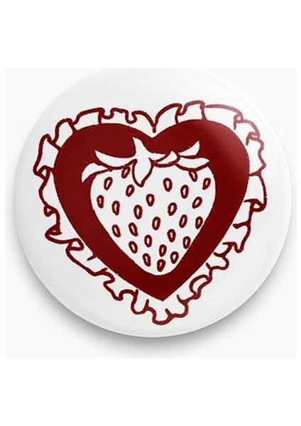 Rozet Metal Kalp Çilek Bordo Coquette Stil Y2K