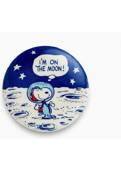 Snoopy I'm On The Moon Yazılı Rozet Metal