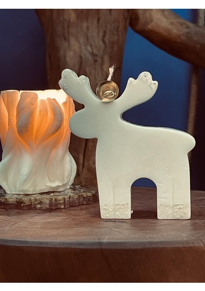 Yılbaşı Temalı Vegan Soya Wa x Dekoratif Geyik Model - Vanilya Kokulu Mum