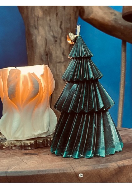 Yeşil Yeni Yıl Yılbaşı Ağacı Dekoratif Mum