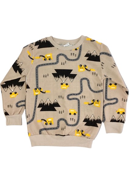 Erkek Çocuk Pamuklu Şardonlu Sütlü Kahve Yol Araba Desenli Uzun Kollu Pijama Takımı fiyatları