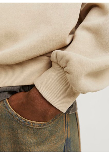 Bisiklet Yaka Bej Erkek Sweatshırt 12266178_JORRIDGEWOOD Wash Sweat Cr fırsatları