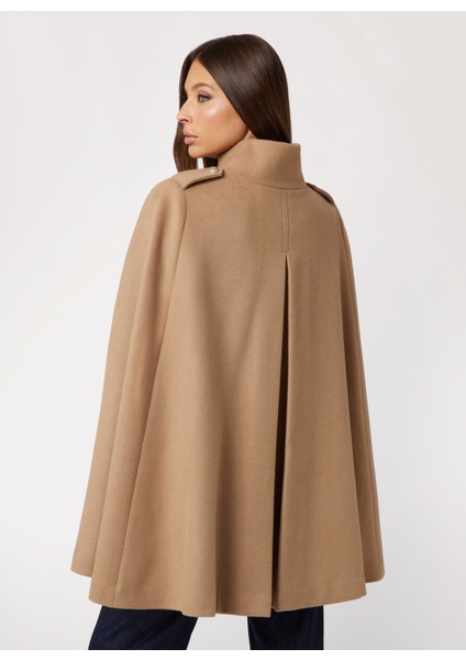 Kahve Kadın Kaban Marlene Cape - Soft Mıxed Wool