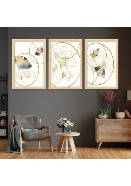 Ahşap Çerçeveli Kolaj Çizim Modern Tablo