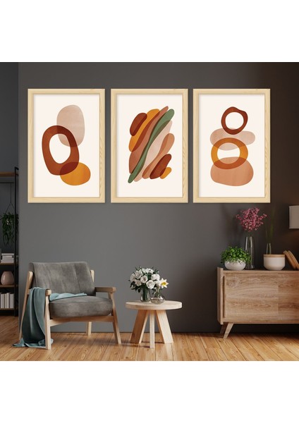 Ahşap Çerçeveli Kolaj Çizim Modern Tablo