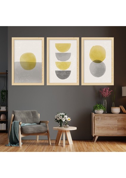 Ahşap Çerçeveli Kolaj Çizim Modern Tablo
