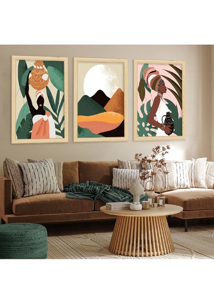 Ahşap Çerçeveli Kolaj Çizim Modern Tablo fiyatları