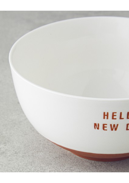 English Home Hello New Day New Bone China Kase 13 cm Beyaz