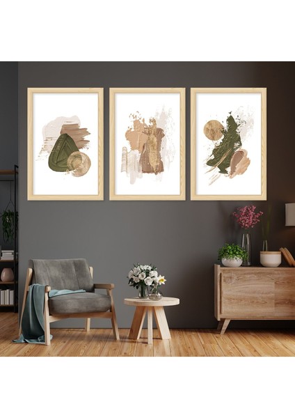 Ahşap Çerçeveli Kolaj Çizim Modern Tablo