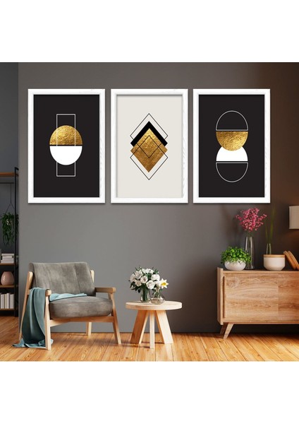 Beyaz Ahşap Çerçeveli Modern Tablo