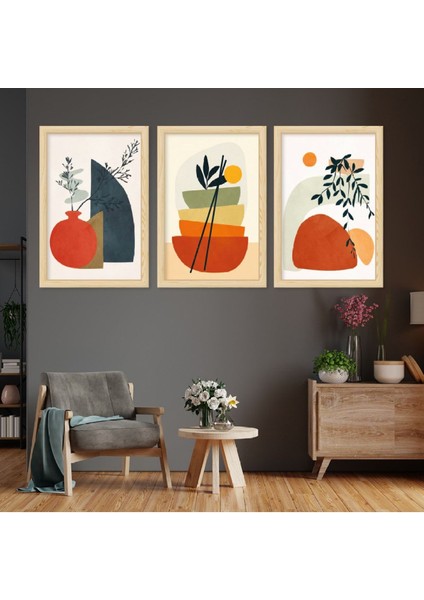 Ahşap Çerçeveli Renkli Modern Tablo