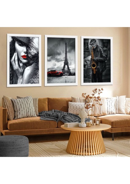 Beyaz Ahşap Çerçeveli Eiffel Kulesi Tablo fiyatları