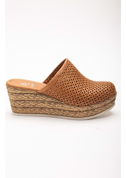 Kadın Hakiki Deri Önü Kapalı Dolgu Topuk Terlik Taba fiyatları