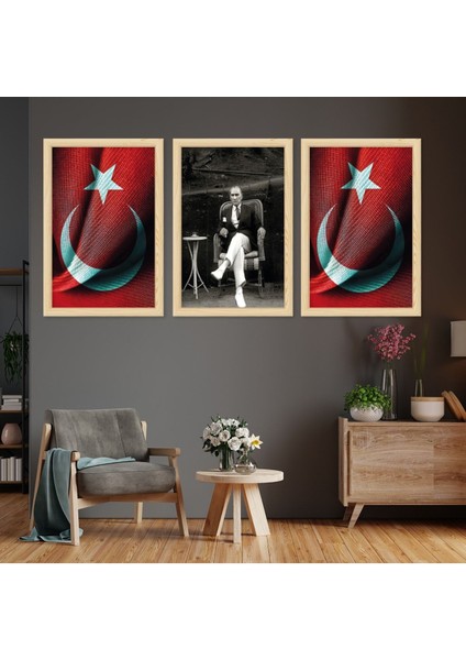 Ahşap Çerçeveli Mustafa Kemal Atatürk Tablo