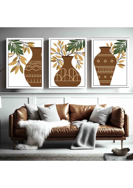 Matisse - Boho - Art Deco - Soyut - Doğa ( 3 Lü Çerçevesiz ) Poster - Afiş - Tablo KR2C00186/