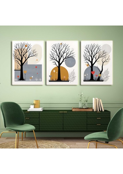 Matisse - Boho - Art Deco - Soyut - Doğa ( 3 Lü Çerçevesiz ) Poster - Afiş - Tablo KR2C00278/