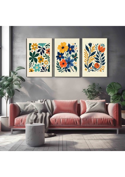 Matisse - Boho - Art Deco - Soyut - Doğa ( 3 Lü Çerçevesiz ) Poster - Afiş - Tablo KR2C00671/