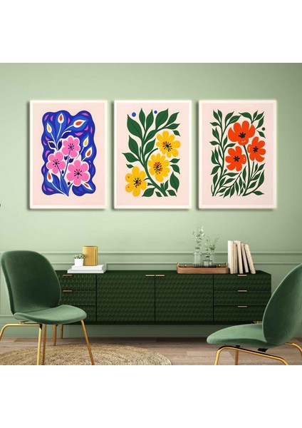 Matisse - Boho - Art Deco - Soyut - Doğa ( 3 Lü Çerçevesiz ) Poster - Afiş - Tablo KR2C00709/