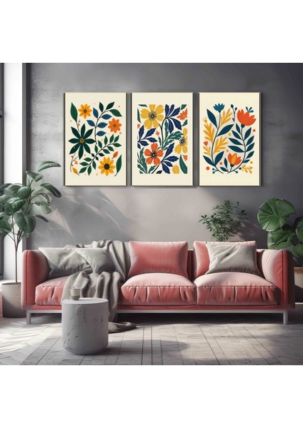 Matisse - Boho - Art Deco - Soyut - Doğa ( 3 Lü Çerçevesiz ) Poster - Afiş - Tablo KR2C00669/