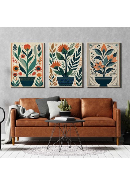 Matisse - Boho - Art Deco - Soyut - Doğa ( 3 Lü Çerçevesiz ) Poster - Afiş - Tablo KR2C00020/
