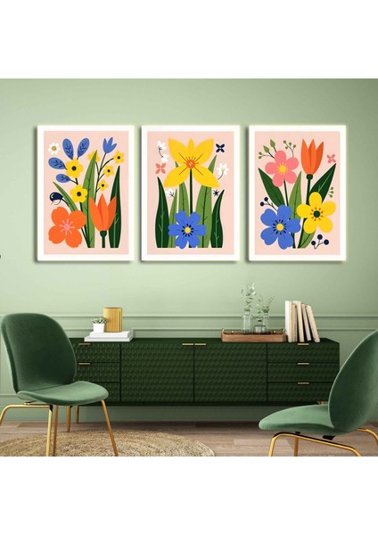 Matisse - Boho - Art Deco - Soyut - Doğa ( 3 Lü Çerçevesiz ) Poster - Afiş - Tablo KR2C00715/