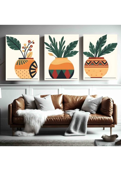 Matisse - Boho - Art Deco - Soyut - Doğa ( 3 Lü Çerçevesiz ) Poster - Afiş - Tablo KR2C00184/