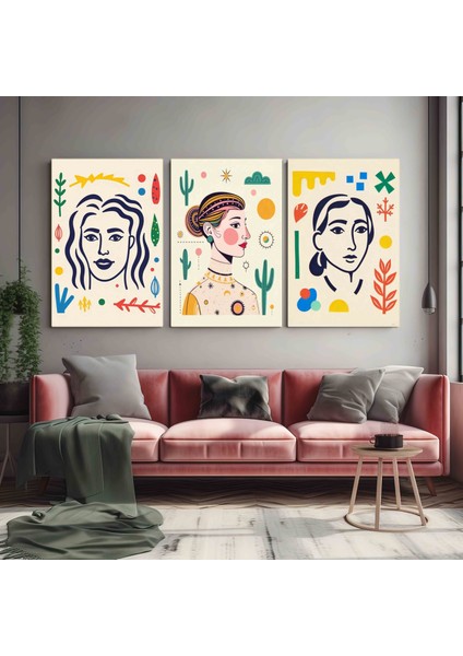 Matisse - Boho - Art Deco - Soyut - Doğa ( 3 Lü Çerçevesiz ) Poster - Afiş - Tablo KR2C00679/
