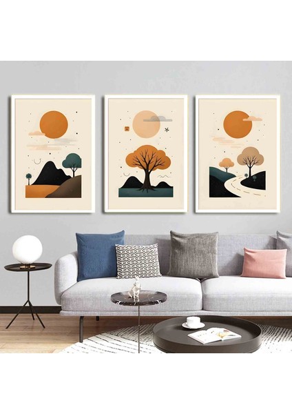 Matisse - Boho - Art Deco - Soyut - Doğa ( 3 Lü Çerçevesiz ) Poster - Afiş - Tablo KR2C00158/