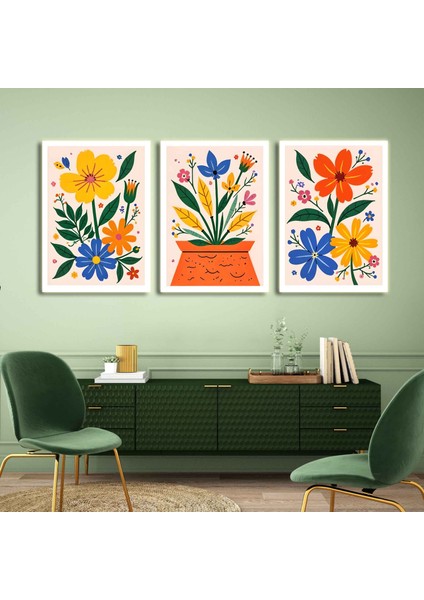 Matisse - Boho - Art Deco - Soyut - Doğa ( 3 Lü Çerçevesiz ) Poster - Afiş - Tablo KR2C00717/