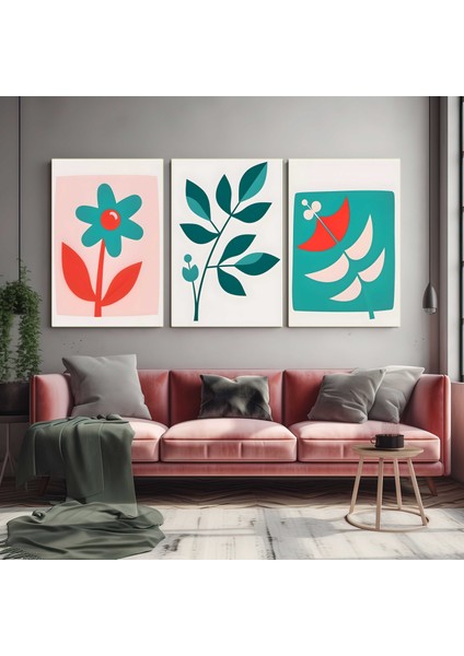 Matisse - Boho - Art Deco - Soyut - Doğa ( 3 Lü Çerçevesiz ) Poster - Afiş - Tablo KR2C00130/