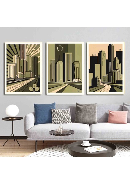 Matisse - Boho - Art Deco - Soyut - Doğa ( 3 Lü Çerçevesiz ) Poster - Afiş - Tablo KR2C00156/