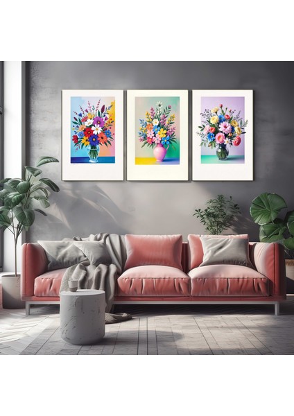 Matisse - Boho - Art Deco - Soyut - Doğa ( 3 Lü Çerçevesiz ) Poster - Afiş - Tablo KR2C00662/
