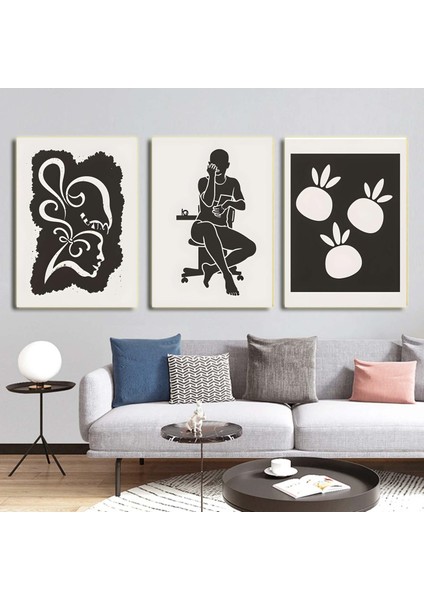 Matisse - Boho - Art Deco - Soyut - Doğa ( 3 Lü Çerçevesiz ) Poster - Afiş - Tablo KR2C00704/