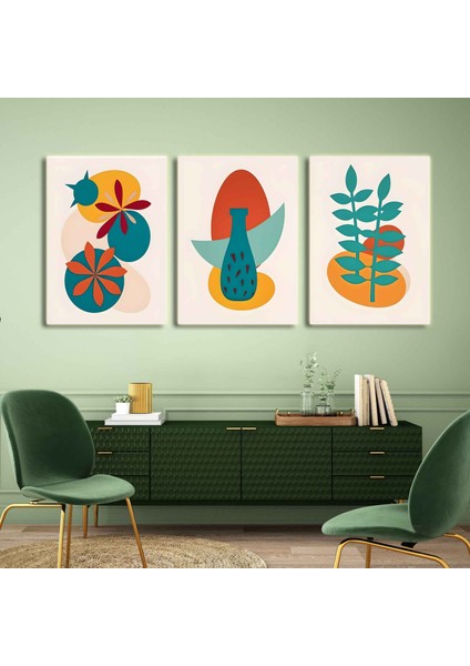 Matisse - Boho - Art Deco - Soyut - Doğa ( 3 Lü Çerçevesiz ) Poster - Afiş - Tablo KR2C00267/