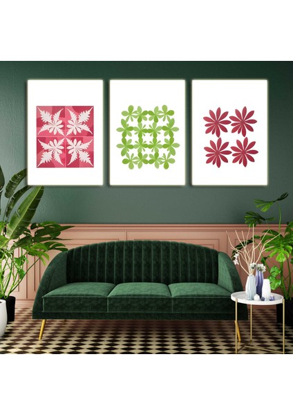 Matisse - Boho - Art Deco - Soyut - Doğa ( 3 Lü Çerçevesiz ) Poster - Afiş - Tablo KR2C00647/