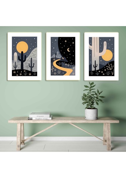Matisse - Boho - Art Deco - Soyut - Doğa ( 3 Lü Çerçevesiz ) Poster - Afiş - Tablo KR2C00761/
