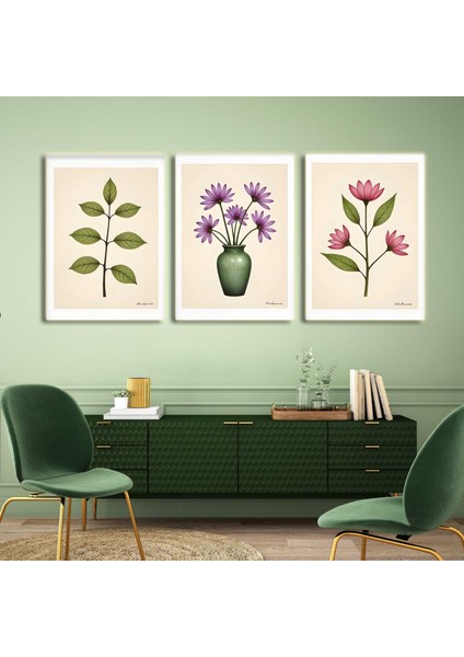 Matisse - Boho - Art Deco - Soyut - Doğa ( 3 Lü Çerçevesiz ) Poster - Afiş - Tablo KR2C00282/