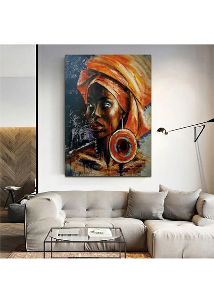 Kolaj Çizim Afrikalı Kadın Kanvas Tablo