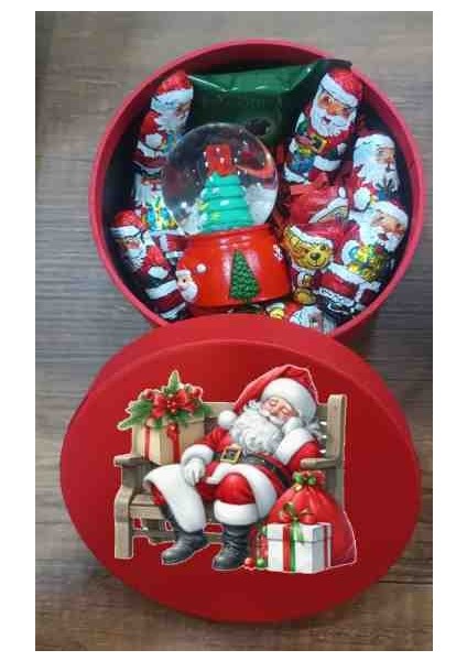 Kırmızı Kutuda Işıklı Karküresi& Noelbaba Çikolataları
