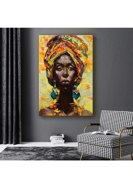 Kolaj Çizim Afrikalı Kadın Kanvas Tablo