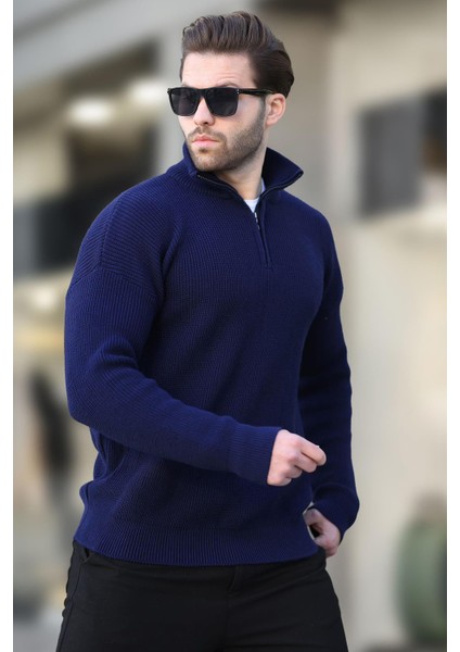 Lacivert Fermuar Yaka Triko Erkek Kazak E7295 fiyatları