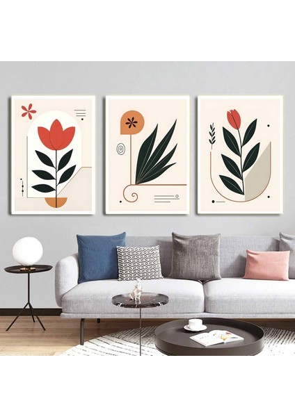 Matisse - Boho - Art Deco - Soyut - Doğa ( 3 Lü Çerçevesiz ) Poster - Afiş - Tablo KR2C00078/