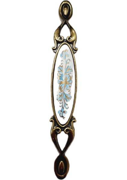 Miray 128 mm Metal Antik Sarı - Beyaz Porselen Desenli - 5 Adet modelleri