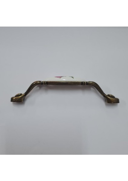 Miray 128 mm Metal Antik Sarı - Porselen Gül Desenli - 5 Adet modelleri