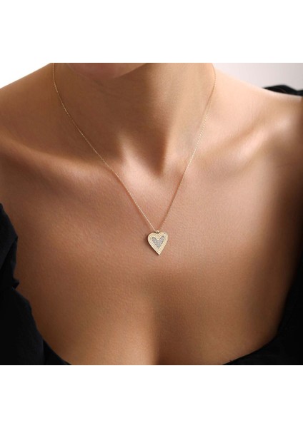 Taşlı Kalpli Kolye Yeni modelleri