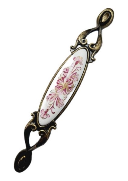 Miray 128 mm Metal Antik Sarı - Porselen Desenli - 5 Adet fırsatları