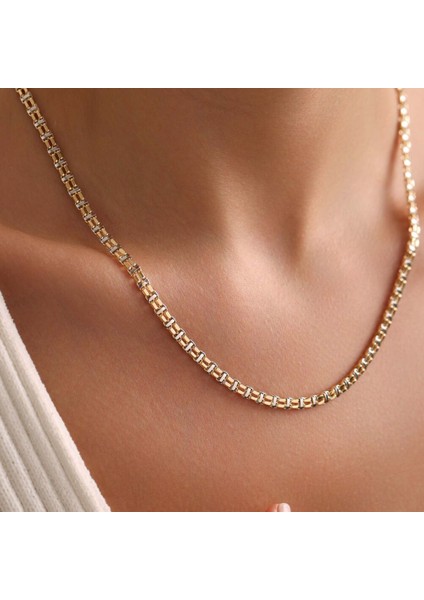 Unisex Palet Tasarım Altın Zincir 50 cm modelleri